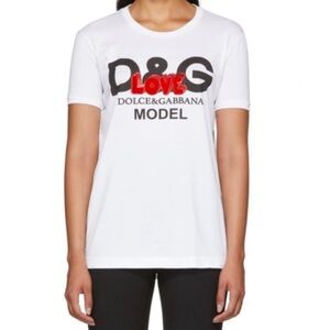 Dolce and Gabbana White Love Logo T-Shirt